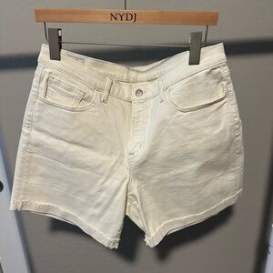 GAP Cream High-Waisted Jean Shorts Cuffed